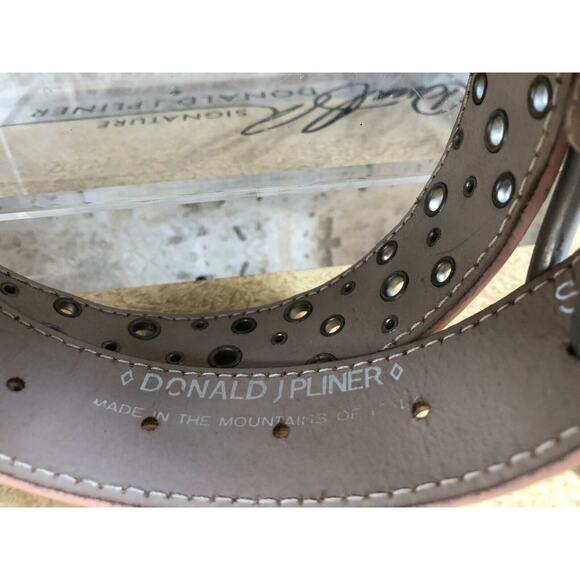 Donald Pliner Belt Bronze Distress Leather Embellished Metal Studs New NWT $225